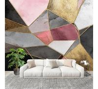 Générique Papier Peint Photo Murale 250x175cm RéSumé Polygone GéOméTrie Fleurs 3D Effets Muraux Tissus Non Tissés Rose Décor Murale pour Couloir Bureau Rénovation de Maison