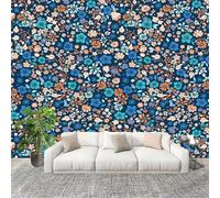 Générique Papier Peint Photo Murale 350x256cm Plantes Et Fleurs ProspèRes 3D Effets Muraux Tissus Non Tissés Bleu Décor Murale pour Couloir Bureau Rénovation de Maison