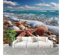 Générique Papier Peint Photo Murale 350x256cm ThèMe Romantique Plage 3D Effets Muraux Tissus Non Tissés Bleu Décor Murale pour Couloir Bureau Rénovation de Maison