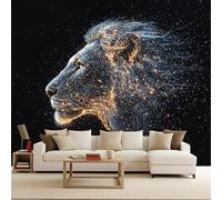 Générique Papier Peint Photo Non Tissé 200x140 cm Effets Particules Lion Animal Effets 3D Photo Geant Mural Wallpaper Mat Image Muraux Poster pour Salon Chambre Couloir Bureau Salon Décoration Murale