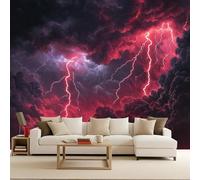 Générique Papier Peint Photo Non Tissé 300x210 cm Ciel Tonnerre Nuages Éclairs Effets 3D Photo Geant Mural Wallpaper Mat Image Muraux Poster pour Salon Chambre Couloir Bureau Salon Décoration Murale