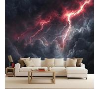 Générique Papier Peint Photo Non Tissé 450x315 cm Ciel Tonnerre Nuages Éclairs Effets 3D Photo Geant Mural Wallpaper Mat Image Muraux Poster pour Salon Chambre Couloir Bureau Salon Décoration Murale