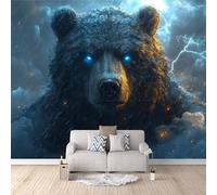 Générique Papier Peint Photo Ours Foudre 450x315 cm Papier Peint Nuages Animal Effet 3D Pas de Support Adhésif Tissu Intissé Installation Facile et Durable pour Salon Chambre Bureau Restaurant Poster