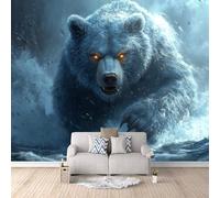 Générique Papier Peint Photo Ours Gris 200x140 cm Papier Peint Animal CréAtif Effet 3D Pas de Support Adhésif Tissu Intissé Installation Facile et Durable pour Salon Chambre Bureau Restaurant Poster