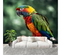Générique Papier Peint Photo Panoramique 250x175cm ForêT Animaux Perroquets Murale Intissé Vert Foncé pour Salon Cuisines Chambre Adulte Enfant Poster Mural Personnalisé