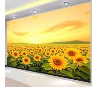 Générique Papier Peint Photo Panoramique 300 x 210 cm L'Heure Dorée Les Fleurs Les Tournesols papier peint Pour Salon Chambre Bureau Couloir décoration Peinture murale décor Murale moderne, Jaune