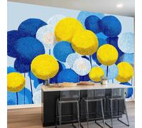 Générique Papier Peint Photo Panoramique Abstrait Plantes Pissenlits, 400 x 280 cm Poster Murale Décoration pour Salon Chambre Restaurant - Bleu Grandes Papier Peint Intissé Murales Décoration