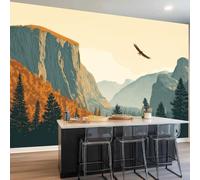 Générique Papier Peint Photo Panoramique Nature Montagnes Escarpées Forêt, 400 x 280 cm Poster Murale Décoration pour Salon Chambre Restaurant - Coloré Grandes Papier Peint Intissé Murales Décoration
