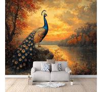 Générique Papier Peint Photo Paon 400x280 cm Papier Peint Animal Effet 3D Pas de Support Adhésif Tissu Intissé Installation Facile et Durable pour Salon Chambre Bureau Restaurant Poster