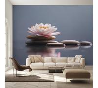 Générique Papier Peint Pierre Zen, Motif Papier Peint Intissé Panoramique Lotus Spa Méditation 150x105 Wallpaper Pour Salon Chambre Deco Murale W9
