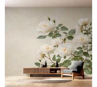 Générique Papier Peint Pivoine Blanche, Intissé Murale 152x104cm | Papier Peint Panoramique Fleur Moderne, Chambre Wallpaper, Fresque, Salon Deco D&O218