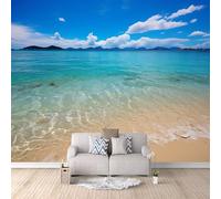 Générique Papier Peint Plage Papier Peint Panoramique 3D Paysage De Blue Beach Intissé Photo Mural Moderne Poster Salon Chambre Mur de fond Bureau Décoration de Maison 150×105cm