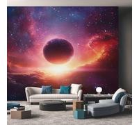 Générique Papier Peint Planèt, Motif Papier Peint Intissé Panoramique Nébuleu Ciel Étoilé Univers 350x256 Wallpaper Pour Salon Chambre Deco Murale W&31