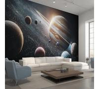 Générique Papier Peint Planète Papier Peint Panoramique Cosmique Galaxie Univers Espace Papiers Peints Intissé Fresque Murale, Decoration Chambre Salon Wallpaper, 500 x 260 cm KG&02