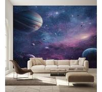 Générique Papier Peint Planète Papier Peint Panoramique Univers Galaxie Espace Cosmique Ciel Étoilé Papiers Peints Intissé Fresque Murale, Decoration Chambre Salon Wallpaper, 500 x 260 cm 9JD&0