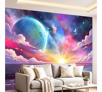 Générique Papier Peint Planète Plage Soleil 200x140cm (WxH) Poster Mural 3D, Surréaliste Murale, Papier Peint Intissé Fresque pour Salon, chambre et cuisine