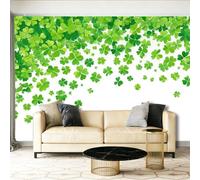 Générique Papier Peint Plantes Feuilles Trèfle Art Déco 3D Panoramique, Vert Papier Peint Photo Fresque Murale Décoration Art Décor Imprimé Tissu pour Salon Chambre à Coucher, 150 x 105 cm