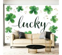 Générique Papier Peint Plantes Feuilles Trèfle Porte-Bonheur 3D Panoramique, Vert Papier Peint Photo Fresque Murale Décoration Art Décor Imprimé Tissu pour Salon Chambre à Coucher, 150 x 105 cm