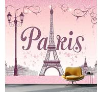 Générique Papier Peint pour Chambre D'enfant - Traditionnel Romantique Tour Eiffel Papier Peint Fille Garçon 150 x 105 cm, Rose 3D Affiche Décoration pour Salle de Séjour Couloir Maison Murale