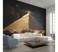 Générique Papier Peint Pyramide Papier Peint Panoramique Nuit Etoilee Égypte Papiers Peints Intissé Fresque Murale, Decoration Chambre Salon Wallpaper, 450 x 260 cm 6&CR