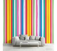Générique Papier Peint Rayé Papier Peint Panoramique Rayures Colorée Papiers Peints Intissé Fresque Murale, Decoration Chambre Salon Wallpaper, 250 x 175 cm C&-IO