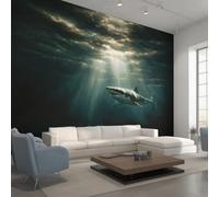 Générique Papier Peint Requin, Motif Papier Peint Intissé Panoramique Animaux Marins Sous-Marin 200x140 Wallpaper Pour Salon Chambre Deco Murale W&66