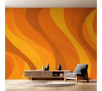 Générique Papier Peint Rétro Ondulé, Motif Papier Peint Intissé Panoramique Rayure Groovy 70s 200x140 Wallpaper Pour Salon Chambre Deco Murale W2