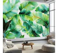 Générique Papier Peint Rétro, Papier Peint Panoramique Aquarelle Tropical Feuilles 200 X 140 Cm 3D Fresque Intissé Vert Poster Geant Mural Pour Salon Chambre D'Enfants Restaurant Décoration Murale