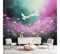 Générique Papier Peint Romantique, Botanique, Campagne Papier Peint Panoramique Fleurs, Animal, Colombe Pour Salon Chambre Géant Salon, Pour Salon Chambre Décoration Murale