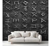 Générique Papier Peint Runes Vikings Papier Peint Panoramique Mythologie Nordique Papiers Peints Intissé Fresque Murale, Decoration Chambre Salon, 350 x 256 cm XXO-1