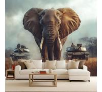 Générique papier peint salon 300x210cm Réservoir D'éléphants papier peint chambre enfant Ensemble mural artistique en toile d’huile, sans jointure, pour un style minimaliste EB24-8318