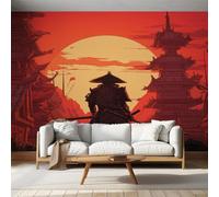 Générique Papier Peint Samouraï Japonais 350X250cm, Papier Peint Intissé Animé Asiatique Oriental Salon Chambre Panoramique Decoration, Fresque Murale Décoration Murale D13