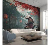 Générique Papier Peint Samouraï Japonais Papier Peint Panoramique Japon Bushido Asiatique Oriental Papiers Peints Intissé Fresque Murale, Decoration Chambre Salon, 200 x 140 cm 3I&XA