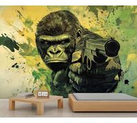 Générique Papier peint singe, grand format, motif gorille aquarelle 300x210cm (non autocollant)