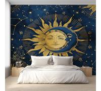 Générique Papier Peint Soleil Lune, Motif Papier Peint Intissé Panoramique Constellation Mystique Corps Célestes 350x256 Wallpaper Pour Salon Chambre Deco Murale W&49