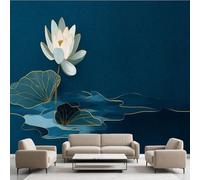 Générique Papier Peint Style Chinois Lotus, Lotus Plantes Decoration Stickers Muraux, Fleur Feuilles Vinyle Murale Poster pour Chambre Salon Cuisine Meuble 200 x 140 cm