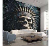 Générique Papier Peint Tête de Mort 350X250cm, Papier Peint Intissé Squelette Gothique Salon Chambre Panoramique Decoration, Fresque Murale Décoration Murale D20