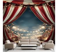 Générique Papier Peint Théâtre Scène Toile, Vintage Scène Drama Decoration Stickers Muraux, Concert Live Vinyle Murale Poster pour Chambre Salon Cuisine Adhesif Meuble 200 x 140 cm