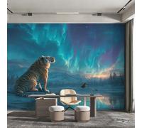 Générique Papier Peint Tigre Aurore Boréale, 280x200, Bleu