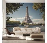 Générique Papier Peint Tour Eiffel, Motif Papier Peint Intissé Panoramique Paysage Urbain Paris 350x256 Wallpaper Pour Salon Chambre Deco Murale W9