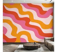 Générique Papier Peint Tourbillon Rétro, Motif Papier Peint Intissé Panoramique Rayure Groovy 70s 150x105 Wallpaper Pour Salon Chambre Deco Murale W5