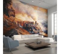 Générique Papier Peint Train à Vapeur Panoramique 400 x 280 cm, Papier Peint Intissé Chemin de Fer Train Locomotive Décoration Murale, Papiers Peints pour Salon Chambre saf-14