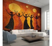 Générique Papier Peint Tribal Africain, 300x210, Orange Rouge