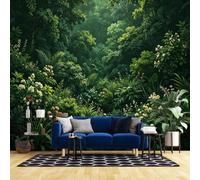 Générique Papier Peint Tropical Jungle, Forêt Botanique, Fresque Murale Intissée, Affiche Photo, Décoration Intérieure Effet Panoramique 3D, Paysage Naturel, Art Mural Pour Salon Ou Bureau, 45