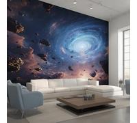 Générique Papier Peint Univers Papier Peint Panoramique Planète Espace Cosmique Galaxie Papiers Peints Intissé Fresque Murale, Decoration Chambre Salon Wallpaper, 500 x 260 cm KG&02