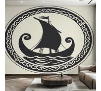 Générique Papier Peint Viking, Motif Papier Peint Intissé Panoramique Mythologie Nordique Bateau Viking 280x200 Wallpaper Pour Salon Chambre Deco Murale W7