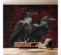 Générique Papier Peint Viking, Motif Papier Peint Intissé Panoramique Mythologie Nordique Corbeau 400x280 Wallpaper Pour Salon Chambre Deco Murale W18