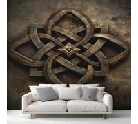 Générique Papier Peint Viking Papier Peint Panoramique Nœud Celtique Mythologie Nordique Papiers Peints Intissé Fresque Murale, Decoration Chambre Salon Wallpaper, 300 x 210 cm 22&D