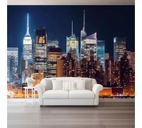 Générique Papier Peint Ville Architecture Vue nocturne 3D Murale Pour Tv Fond Mur Décor Sombre Murales Photo Imprimé Papier Peint Pour Chambre 350 x 256(WxH)