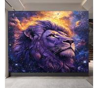 Générique Papier Peint Violet Lion 300 x 256 CM, 3D Peinture Photo Geant Mural, Salon Non Tissé Papiers Peints, Chambre étanche à l'eau Mat lmage Muraux Poster, Personnalisable Wallpaper